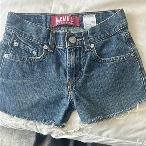 EUC Levi's Blue Jean micro Shorts Distressed Hem